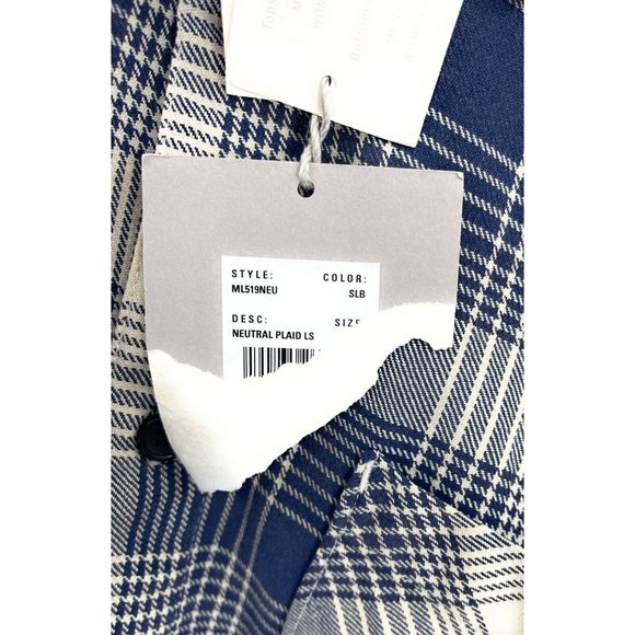 RVCA VA Flannel Shirt Mens S Blue Plaid Button Up Long Sleeve Unisex - Picture 2 of 6